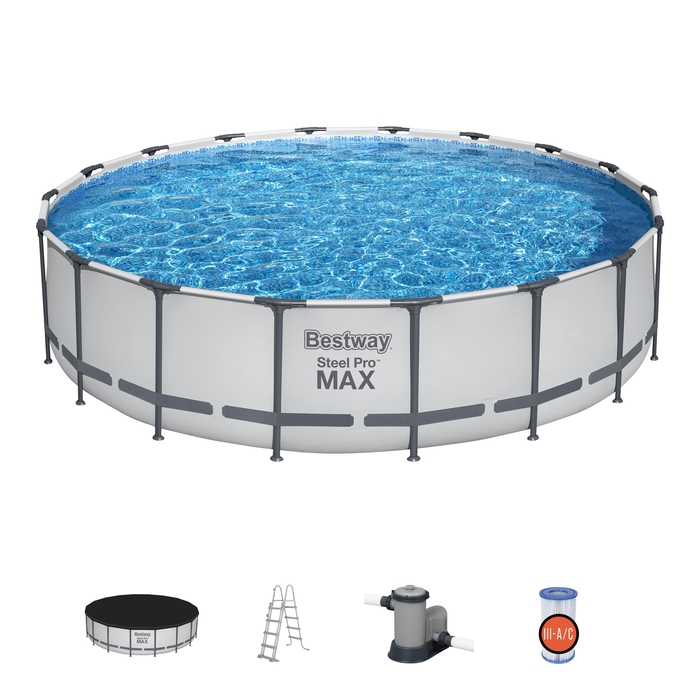 BESTWAY 56462 STEEL PRO MAX ROUND FRAME POOL 549X122CM GREY