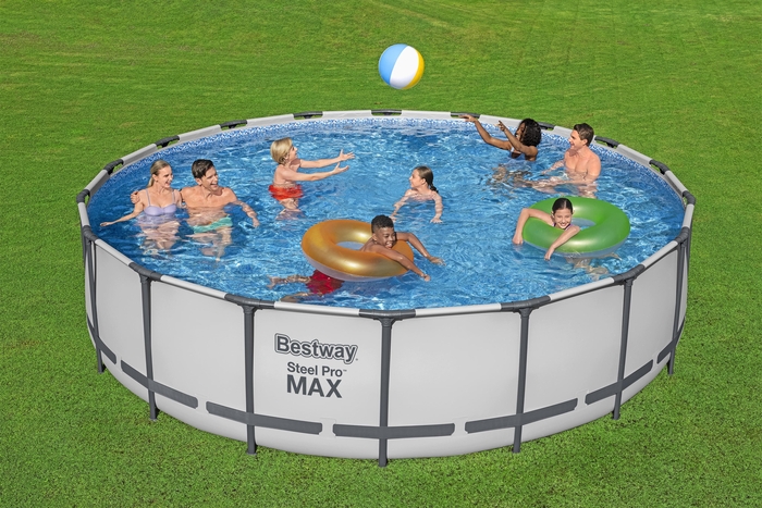 BESTWAY 56462 STEEL PRO MAX ROUND FRAME POOL 549X122CM GREY