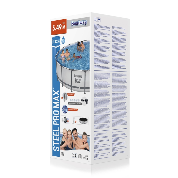 BESTWAY 56462 STEEL PRO MAX ROUND FRAME POOL 549X122CM GREY