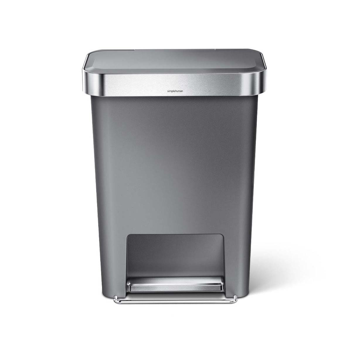 SIMPLEHUMAN PLASTIC RECTANGULAR STEP CAN 45LTR GREY