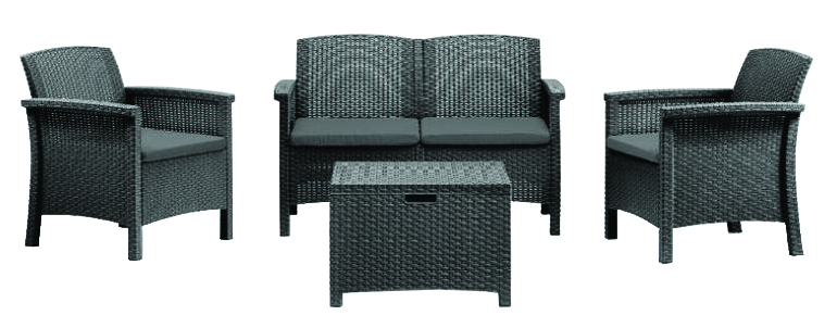 IDEA MALINDI 2 SEAT SOFA SET 4PCS - ANTHRACITE