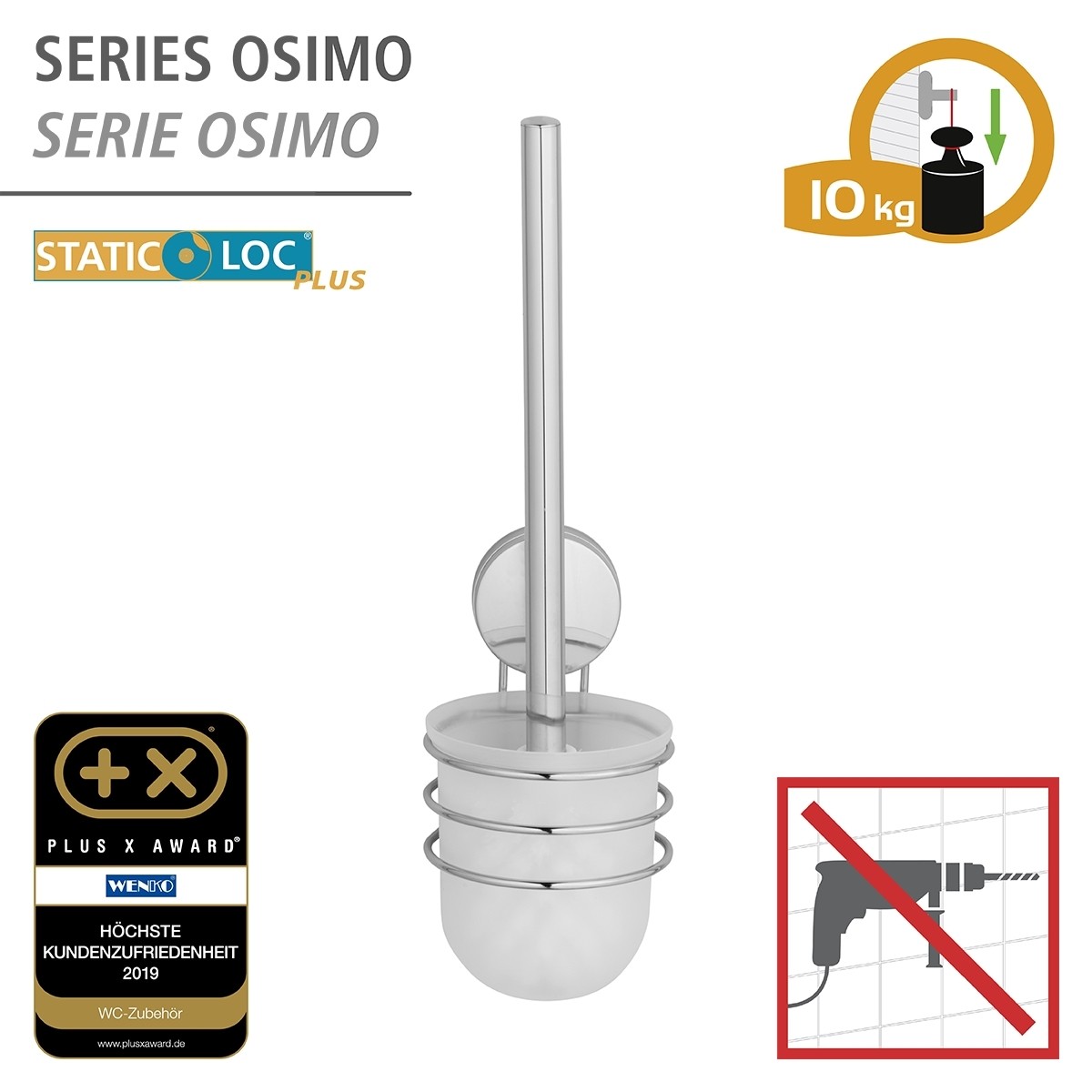 WENKO STATIC-LOC TOILET BRUSH SET