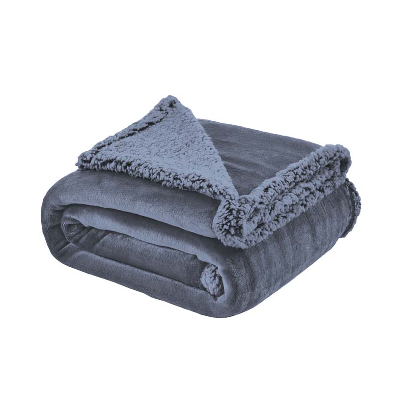 BLANKET FLANNSHERPA 200X220CM BLUE