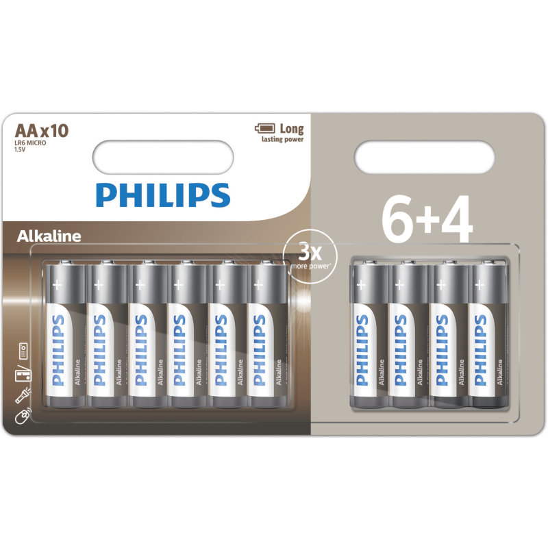 PHILIPS ALKALINE BATTERIES AA 10PCS