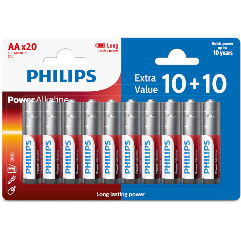 PHILIPS ALKALINE BATTERIES AA 20PCS