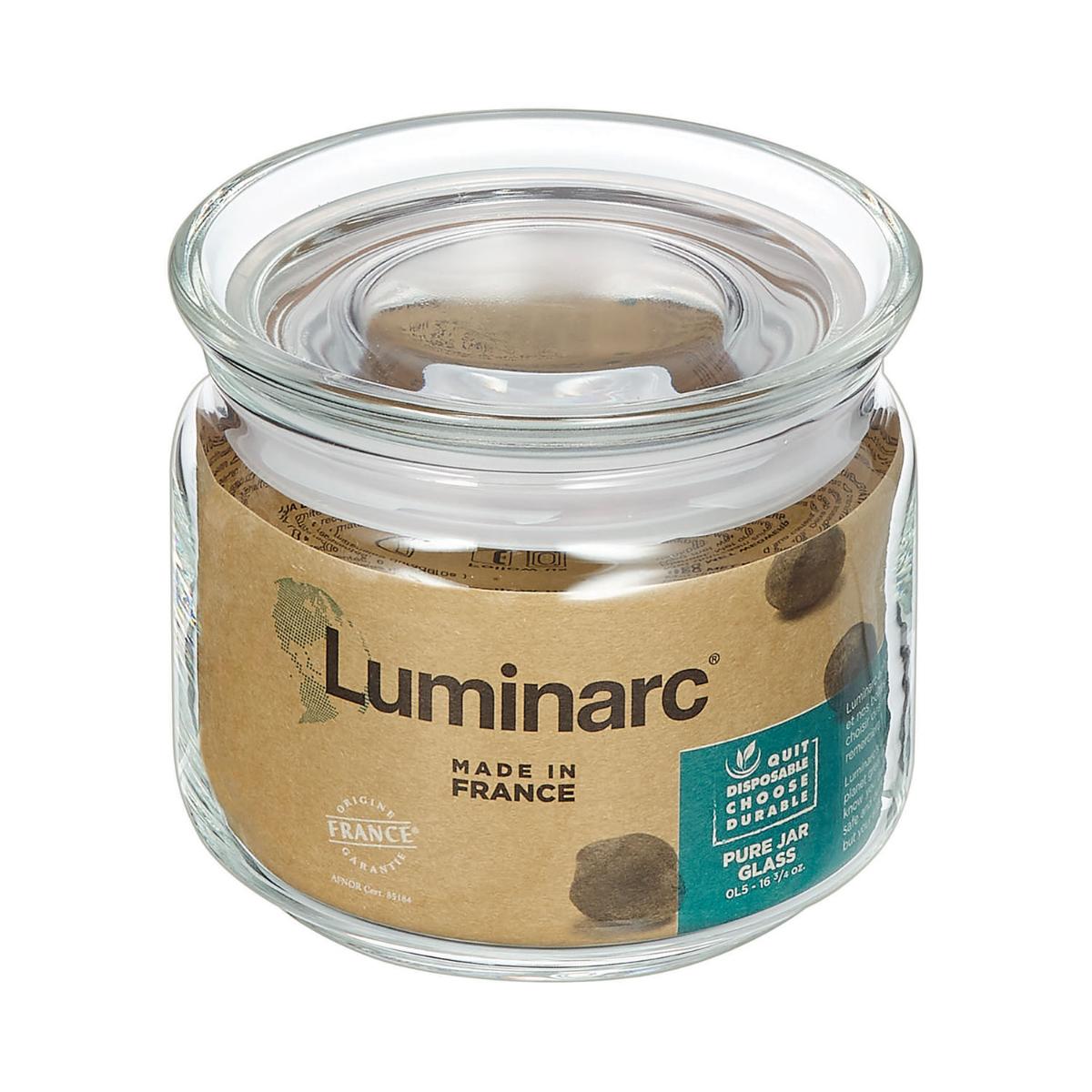 LUMINARC PURE GLASS JAR WITH LID 0.50L