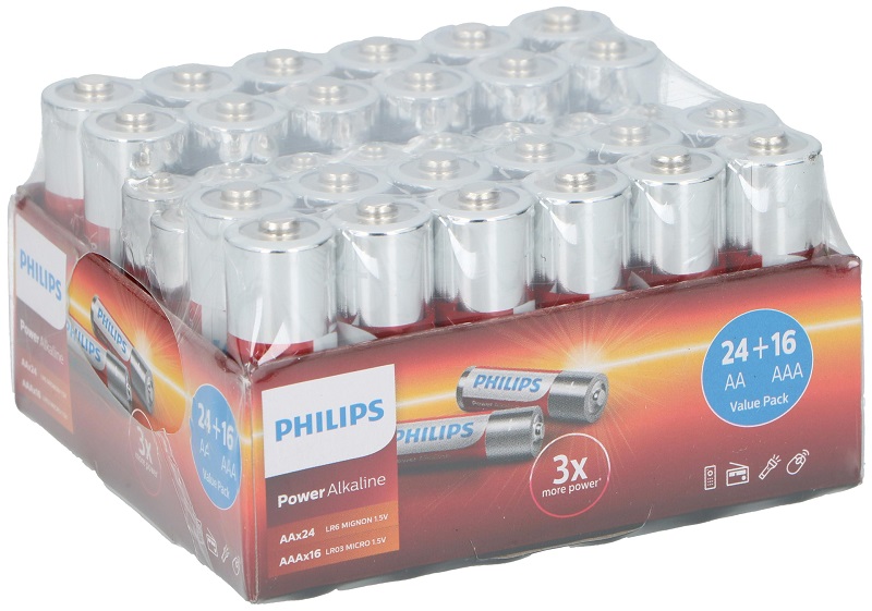 PHILIPS ALKALINE BATTERIES AA-24 & AAA-16