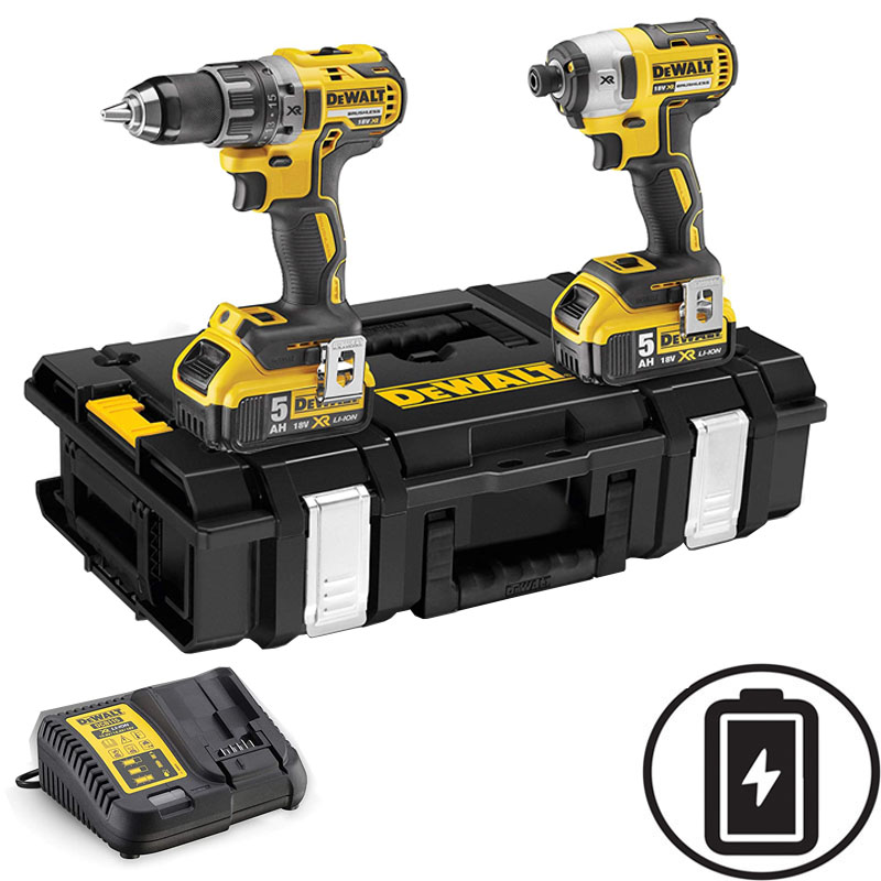 DEWALT DCK266P2-QW IMPACT DRILL SET & IMPACT SCREWDRIVER 18V WITH 2 5AH BATTERIES AND CASE