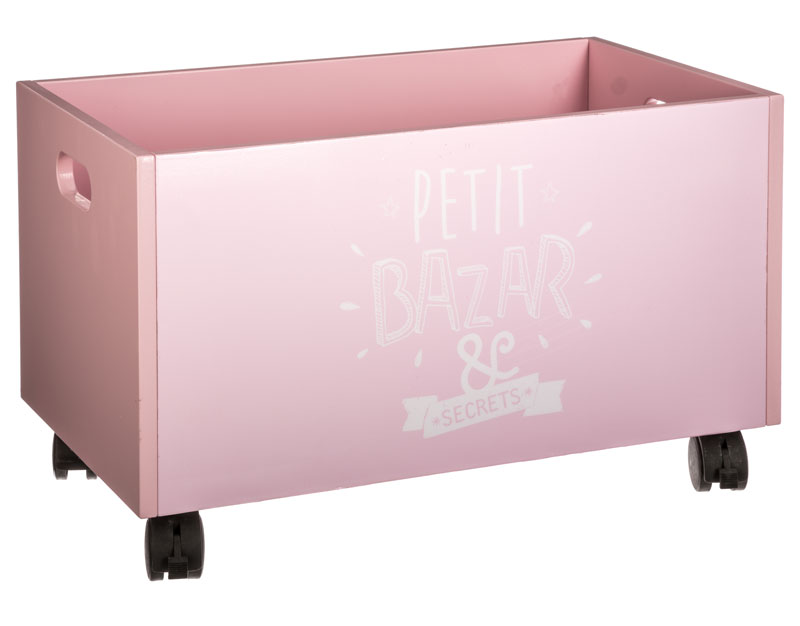 STORAGE BOX WITH WHEELS PINK 40X30X28CM