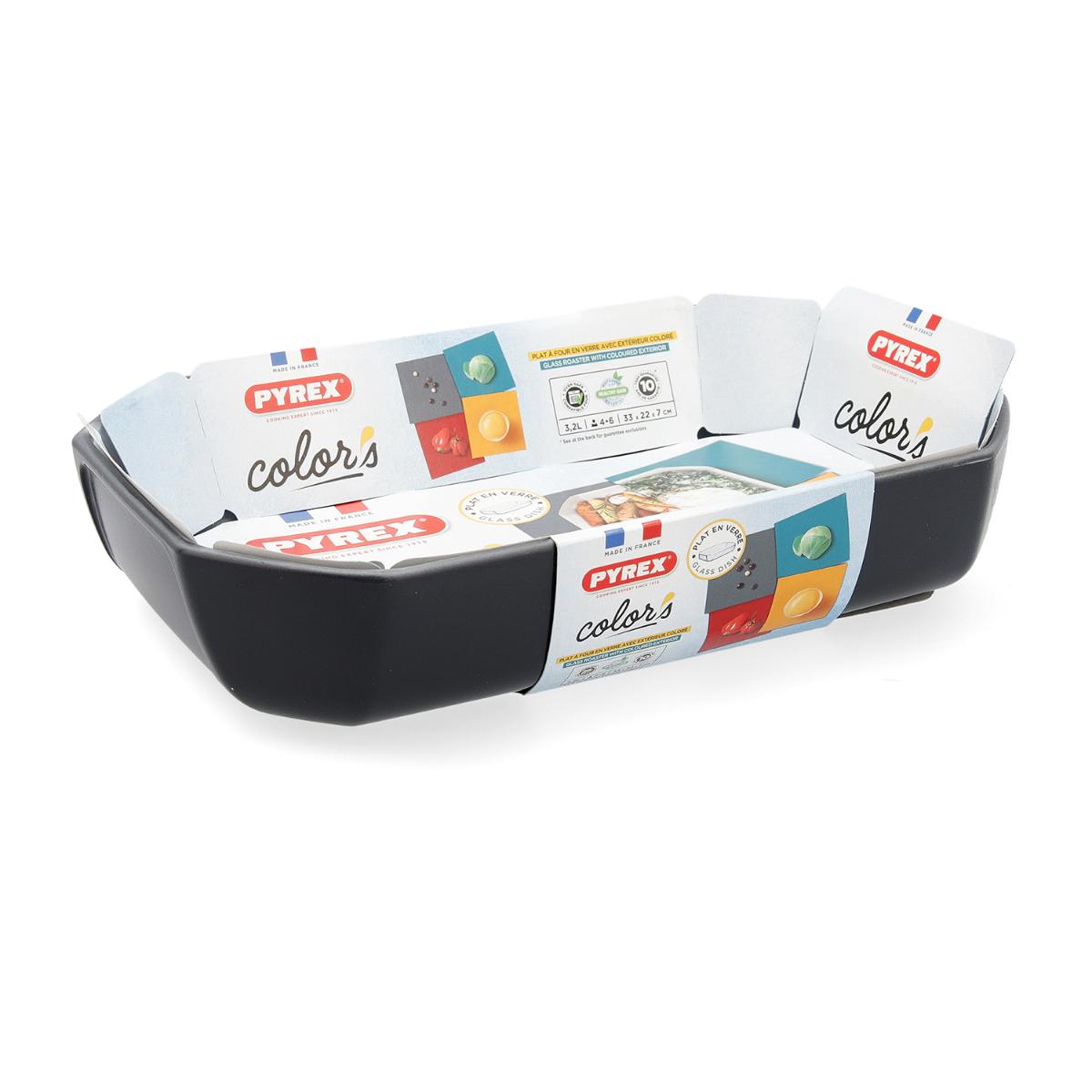 PYREX RECTANGULAR ROASTER 33X22X7CM GREY 3.2L