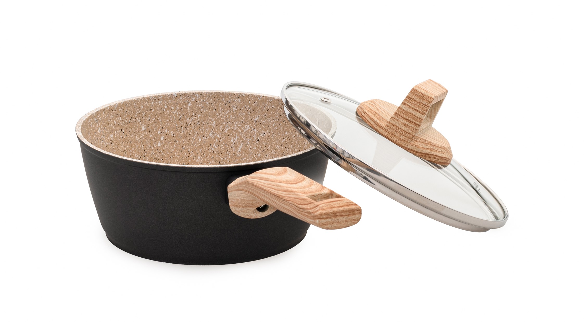 ESTIA EARTH MILK PAN WITH LID 18CM 1.8L