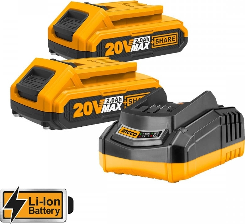 INGCO CBNLI2002 20V LI-ION BRAD NAILER WITH 2 2AH BATTERIES 1 CHARGER AND TOOLKIT