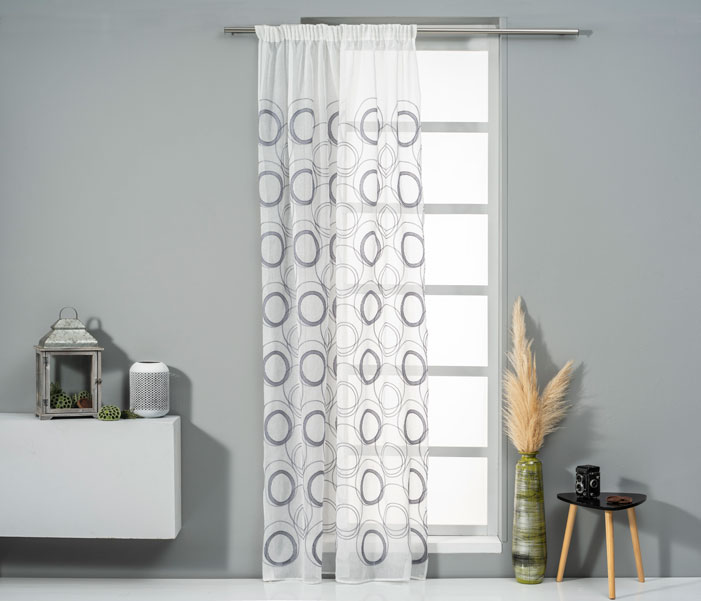 EASYHOME CURTAIN LASERTA WHITE/GREY 140Χ270CM