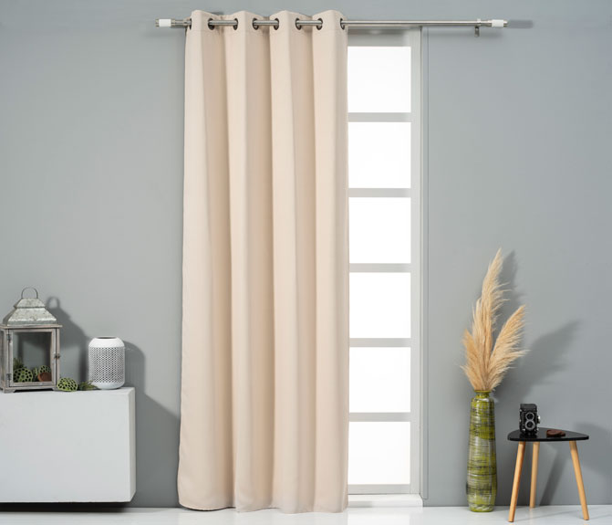 EASYHOME CURTAIN HAMAL DOUBLE BEIGE 300Χ270CM BLACKOUT