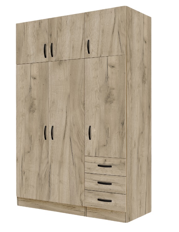 EKOWOOD PRL1004 WARDROBE 6 DOORS & 3 DRAWERS 198X134X56CM