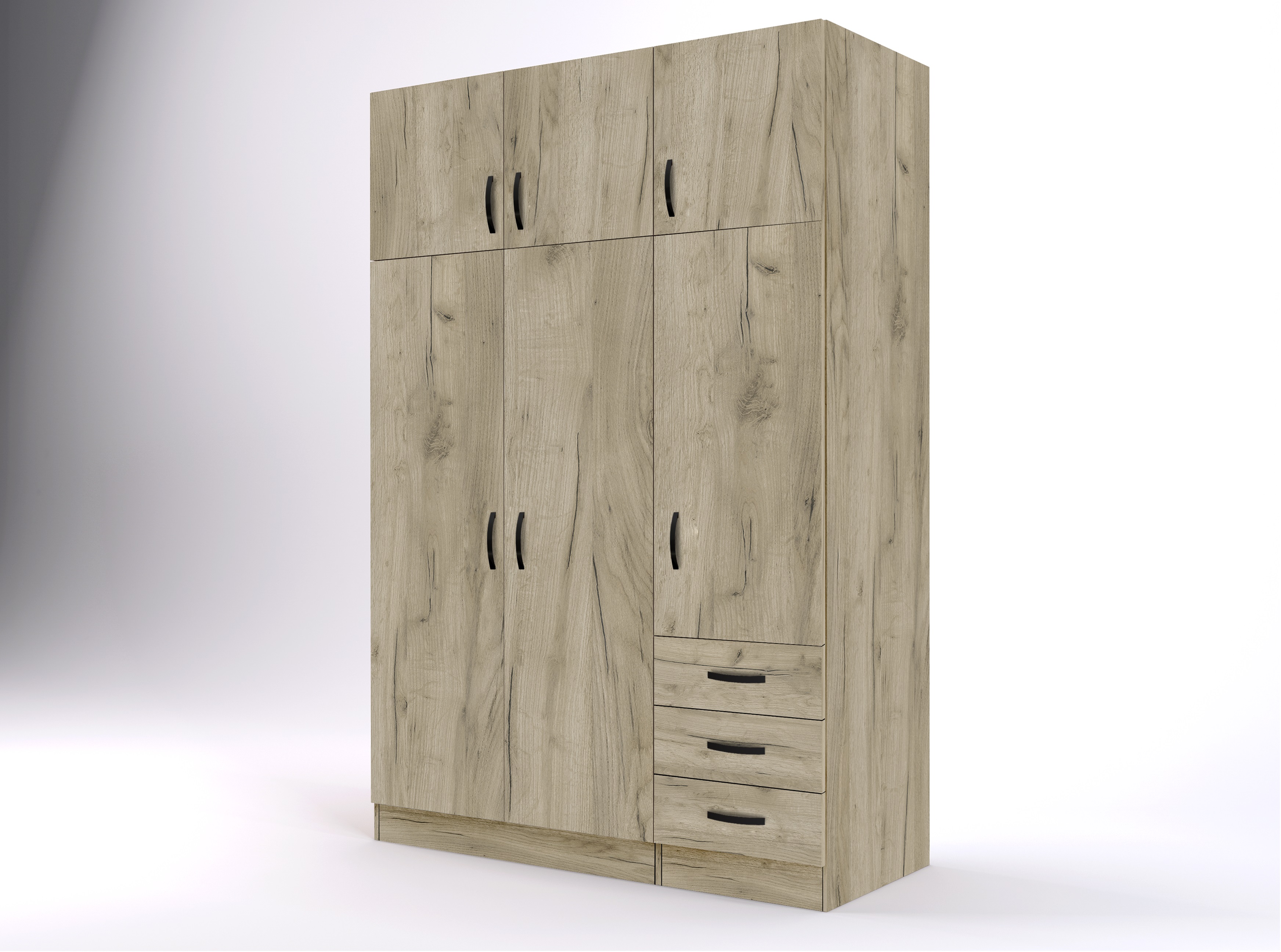 EKOWOOD PRL1004 WARDROBE 6 DOORS & 3 DRAWERS 198X134X56CM