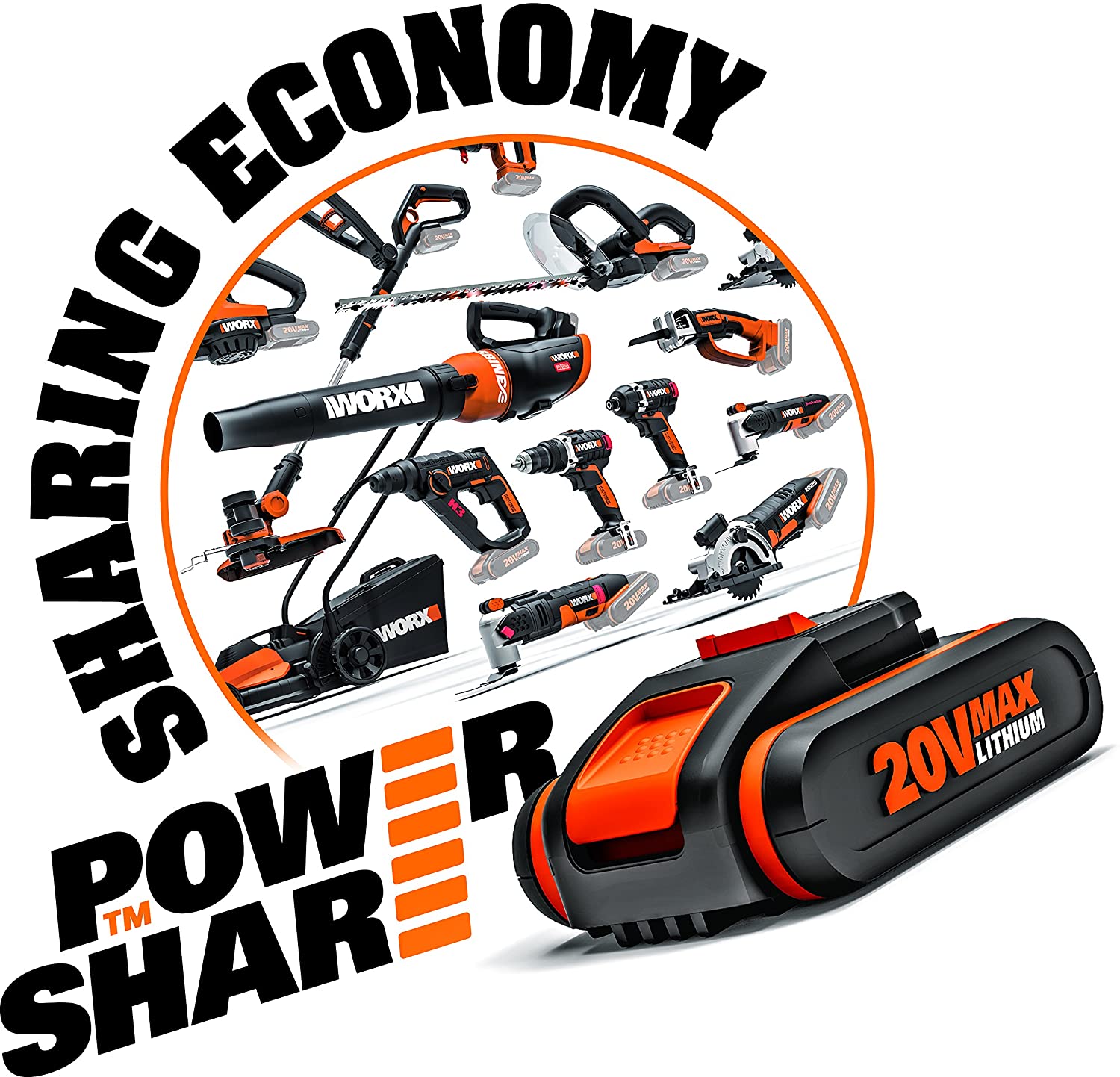 WORX WX530.9 ΔΙΣΚΟΠΡΙΟΝΟ ΜΠΑΤΑΡΙΑΣ SOLO 20V - ΧΩΡΙΣ ΜΠΑΤΑΡΙΑ