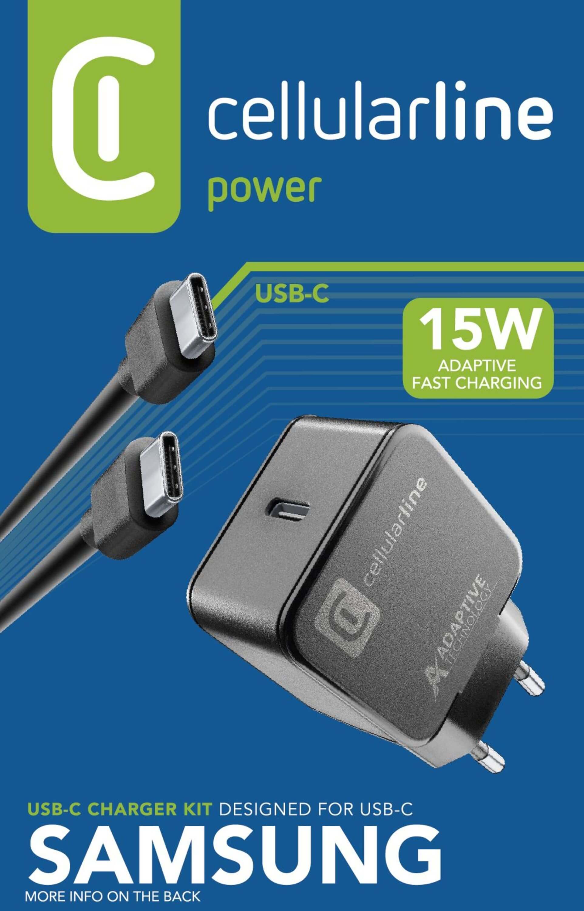 CELLULAR LINE USB-C CHARGER KIT SAM C2C 15W BLACK