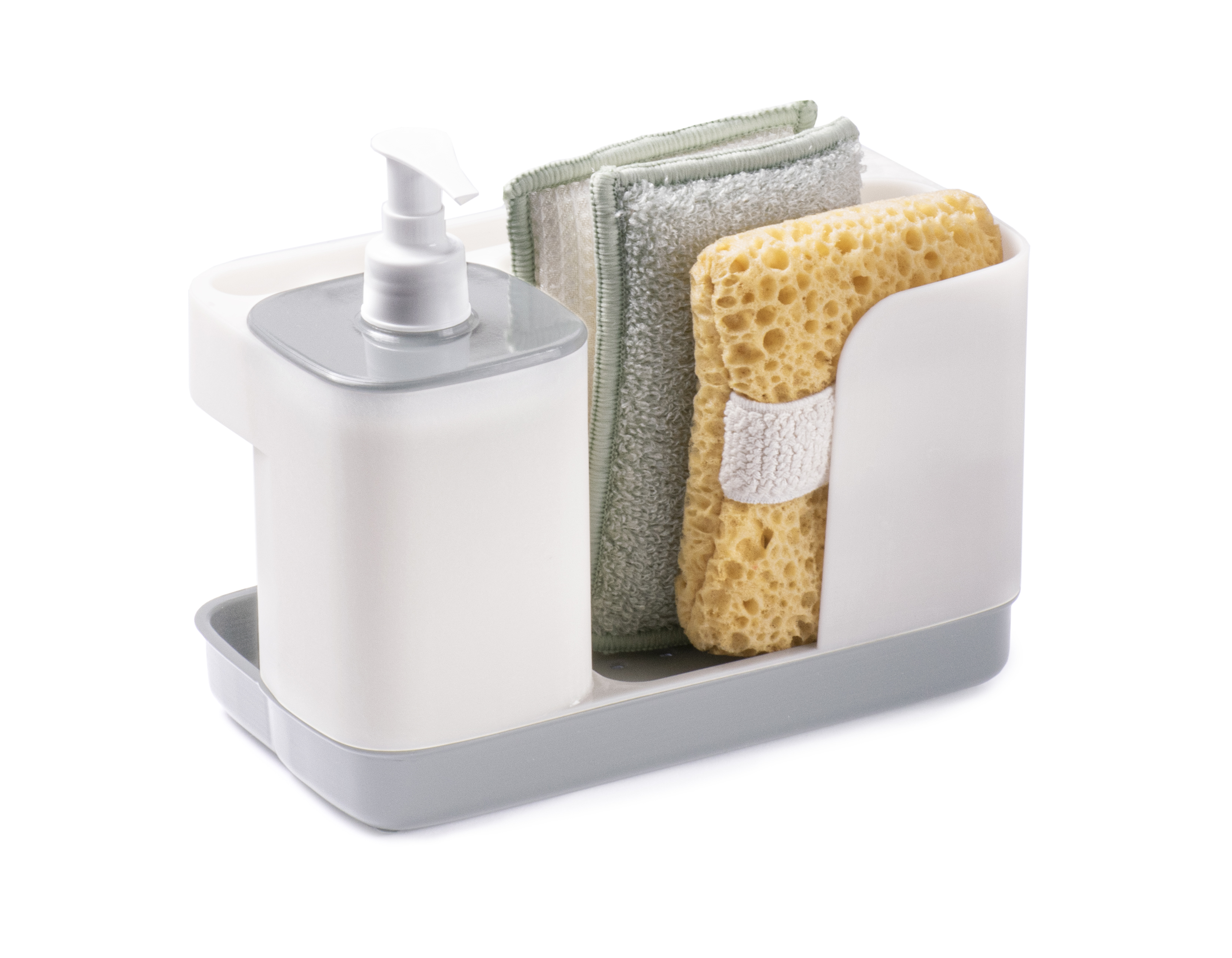 SNIPS RECTANGLE SPONGE HOLDER WITH DISPENSER - WHITE /GREY