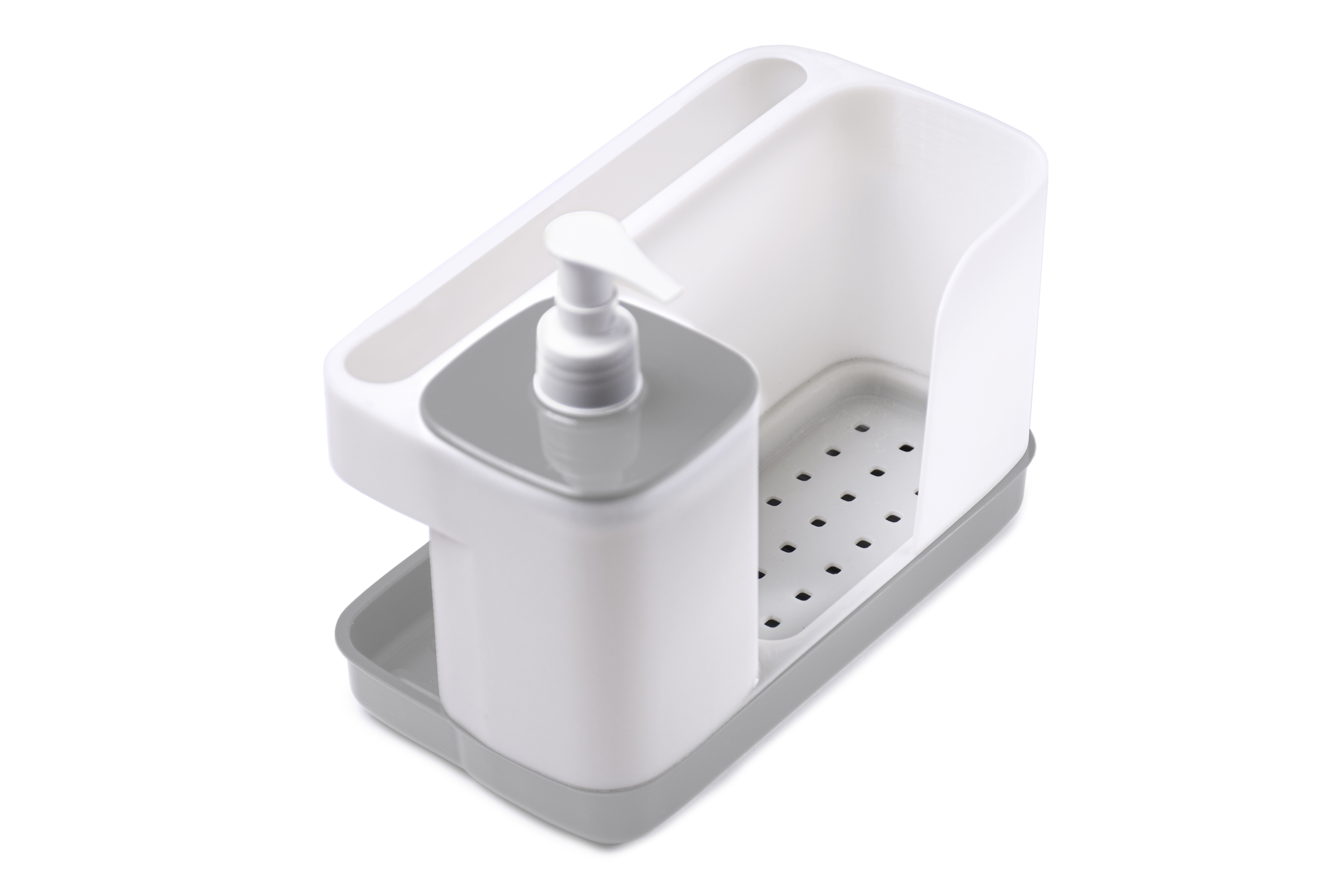 SNIPS RECTANGLE SPONGE HOLDER WITH DISPENSER - WHITE /GREY