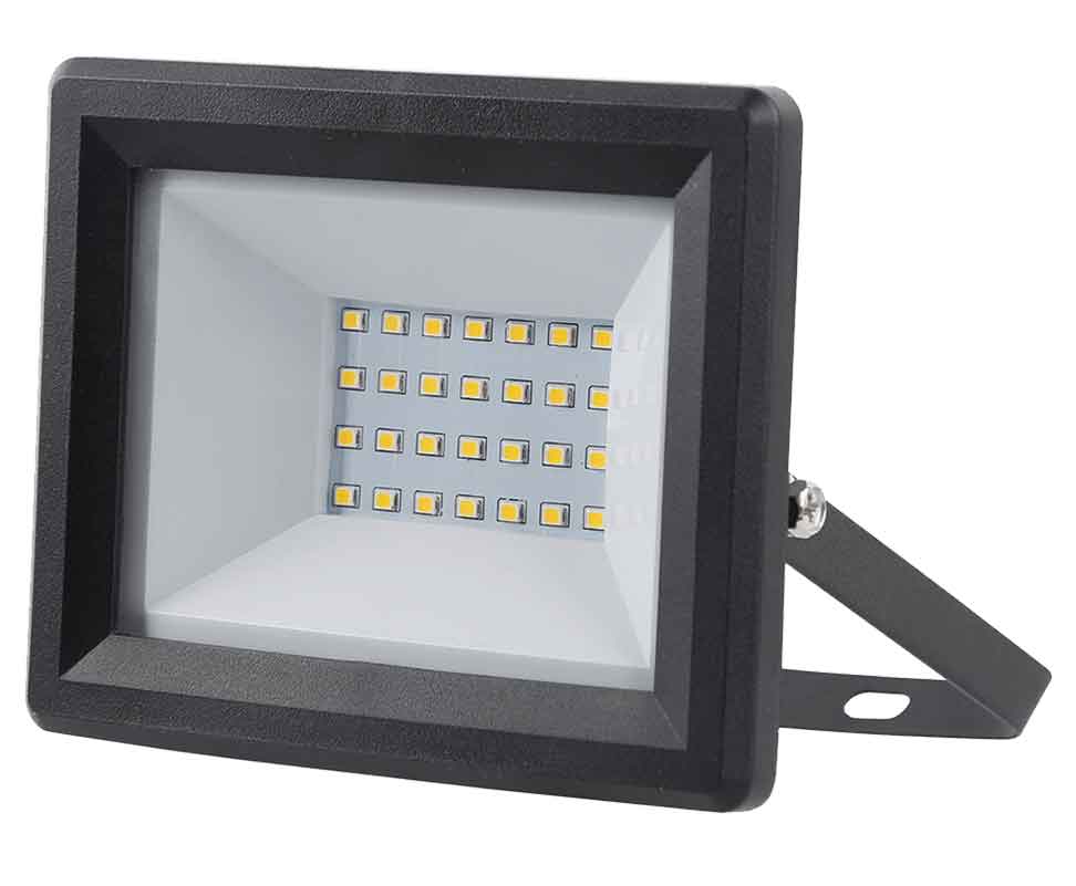 TECH LIGHT LED 20W SLIM FLOODLIGHT WITH GLAND BLACK 1600LM 6500K IP65