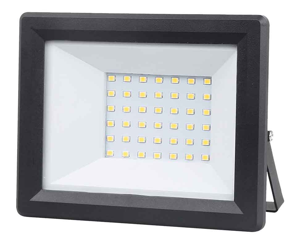 TECH LIGHT LED 30W SLIM FLOODLIGHT WITH GLAND BLACK 2400LM 6500K IP65