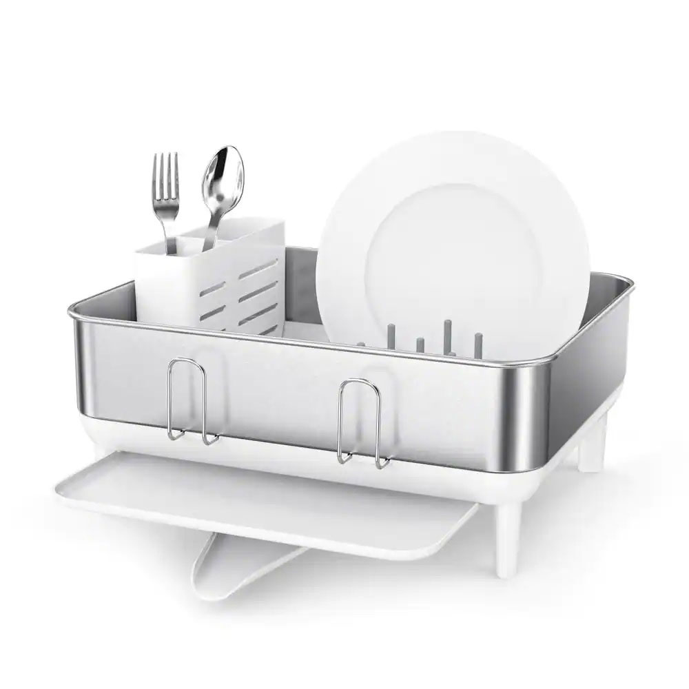 SIMPLEHUMAN DISH RACK STAINLESS STEEL COMPACT WHITE 38X30.3X19.5CM