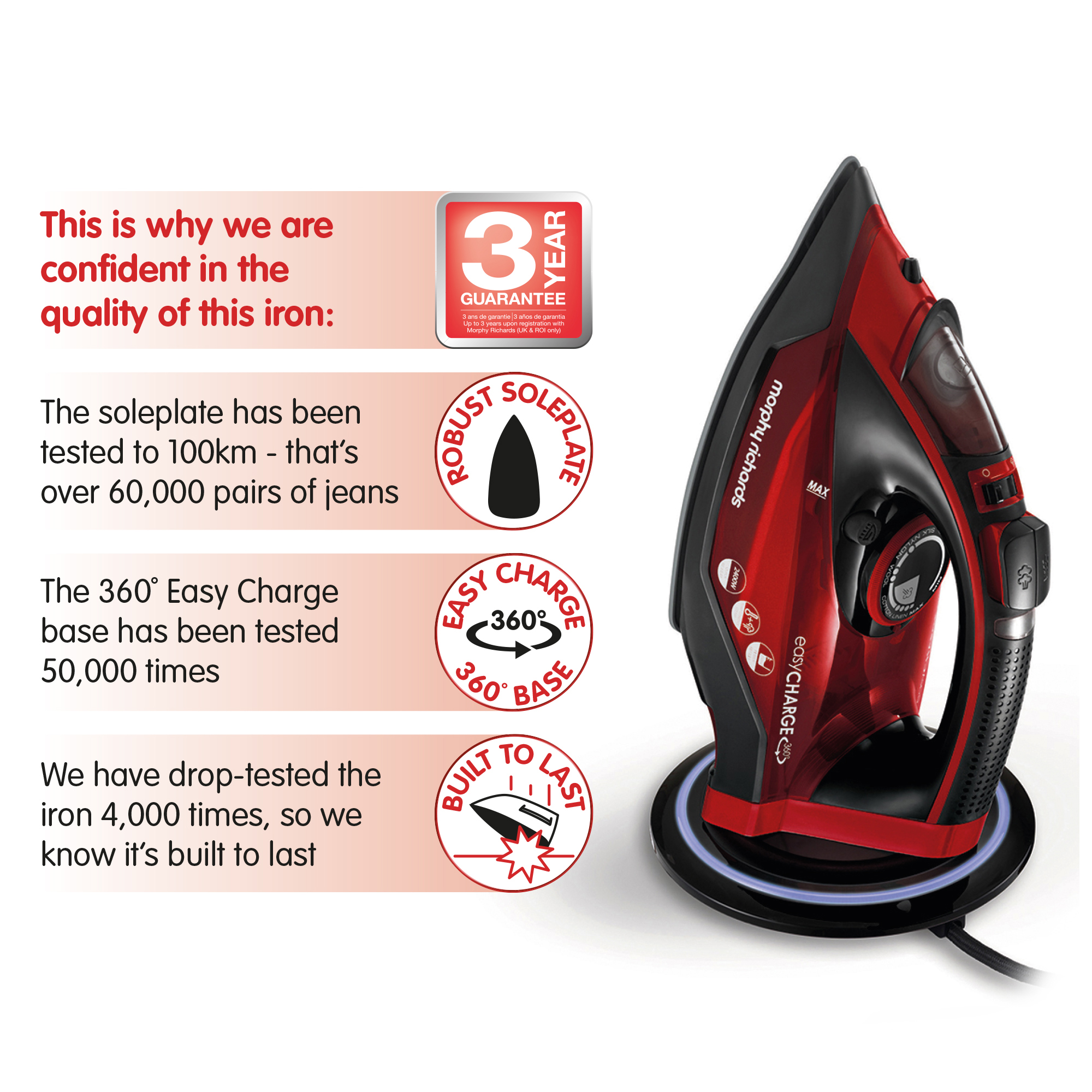 MORPHY RICHARDS 303250 EASYCHARGE CORDLESS STEAM IRON 2600W