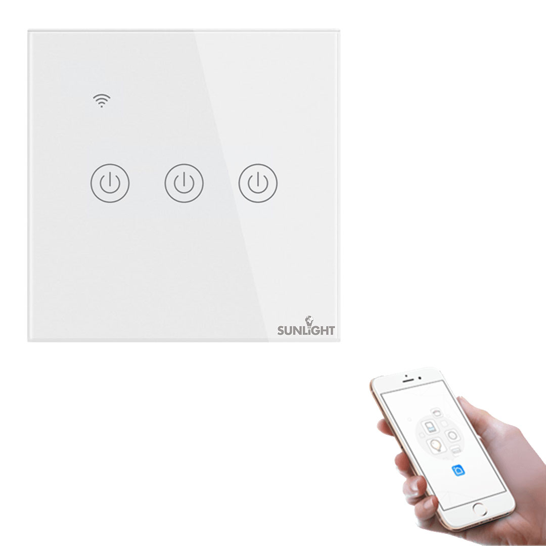 SUNLIGHT ΕΞΥΠΝΟΣ ΔΙΑΚΟΠΤΗΣ 3-GANG 1-WAY SWITCH (ON/OFF) 10AMP LOAD (200W) WIFI TUYA APP