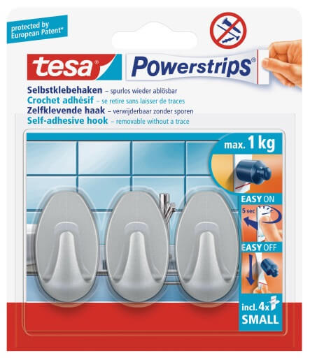 TESA 3PCS SET HOOKS SMALL OVAL SILVER