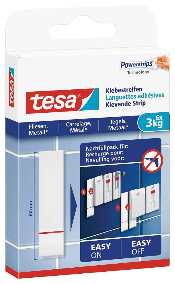 TESA 6PCS SET POWERSTRIPS 3KG FOR TILES 