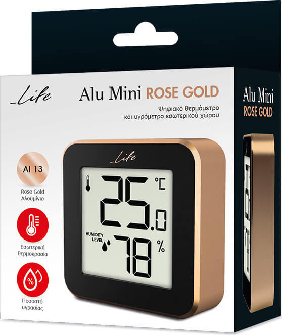 LIFE 221-0228 ALUMINIUM MINI ROSE GOLD THERMOMETER