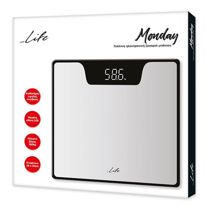 LIFE 221-0217 DIGITAL BATHROOM SCALE 30X30CM