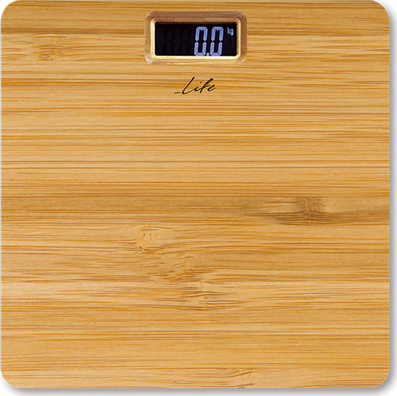 LIFE NATURE 221-0218 DIGITAL BATHROOM SCALE 28X28CM BAMBOO