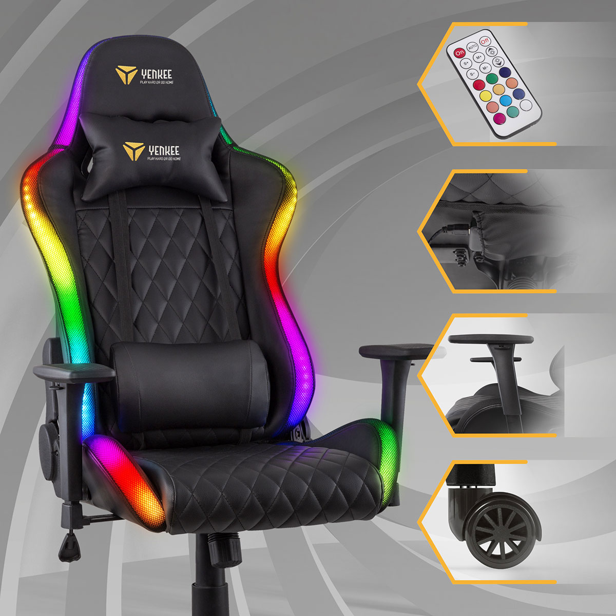 YENKEE YGC 300RGB GAMING CHAIR 660X320X833MM