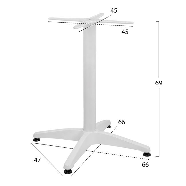 TABLE BASE ALUMINIUM 4 LEGS 65X65X70CM WHITE