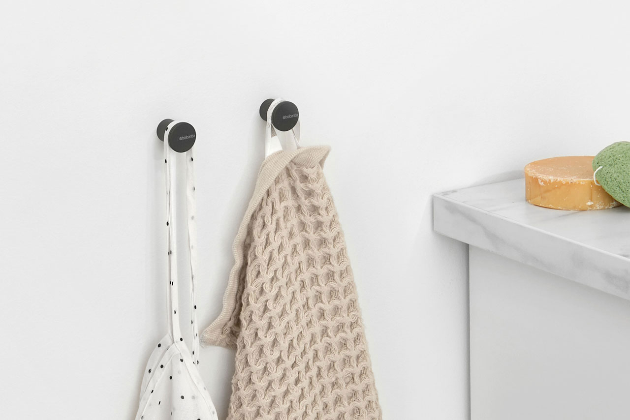 BRABANTIA MINDSET TOWEL HOOKS SET OF 2  MINERAL GREY