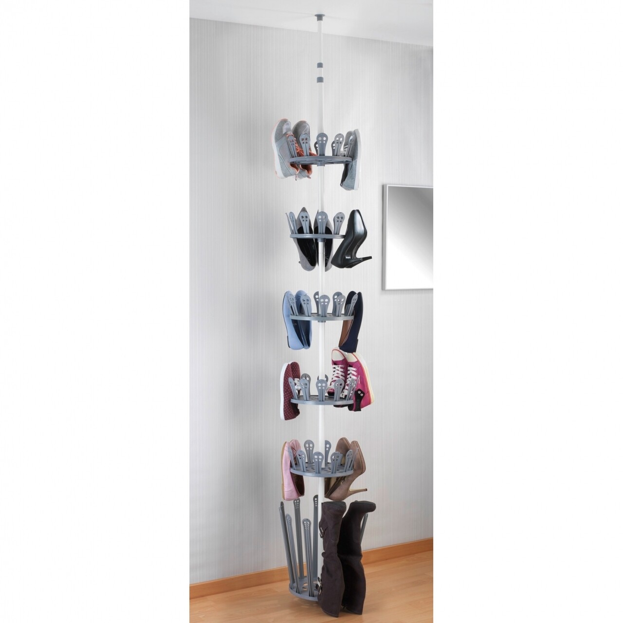 WENKO ACHILLES TELESCOPIC SHOE RACK WHITE ø 30 x 100-300CM