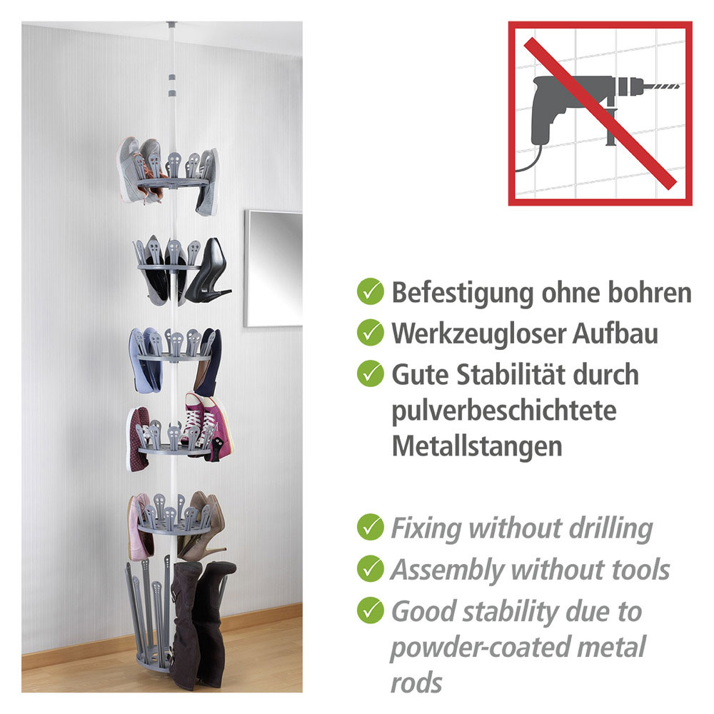 WENKO ACHILLES TELESCOPIC SHOE RACK WHITE ø 30 x 100-300CM