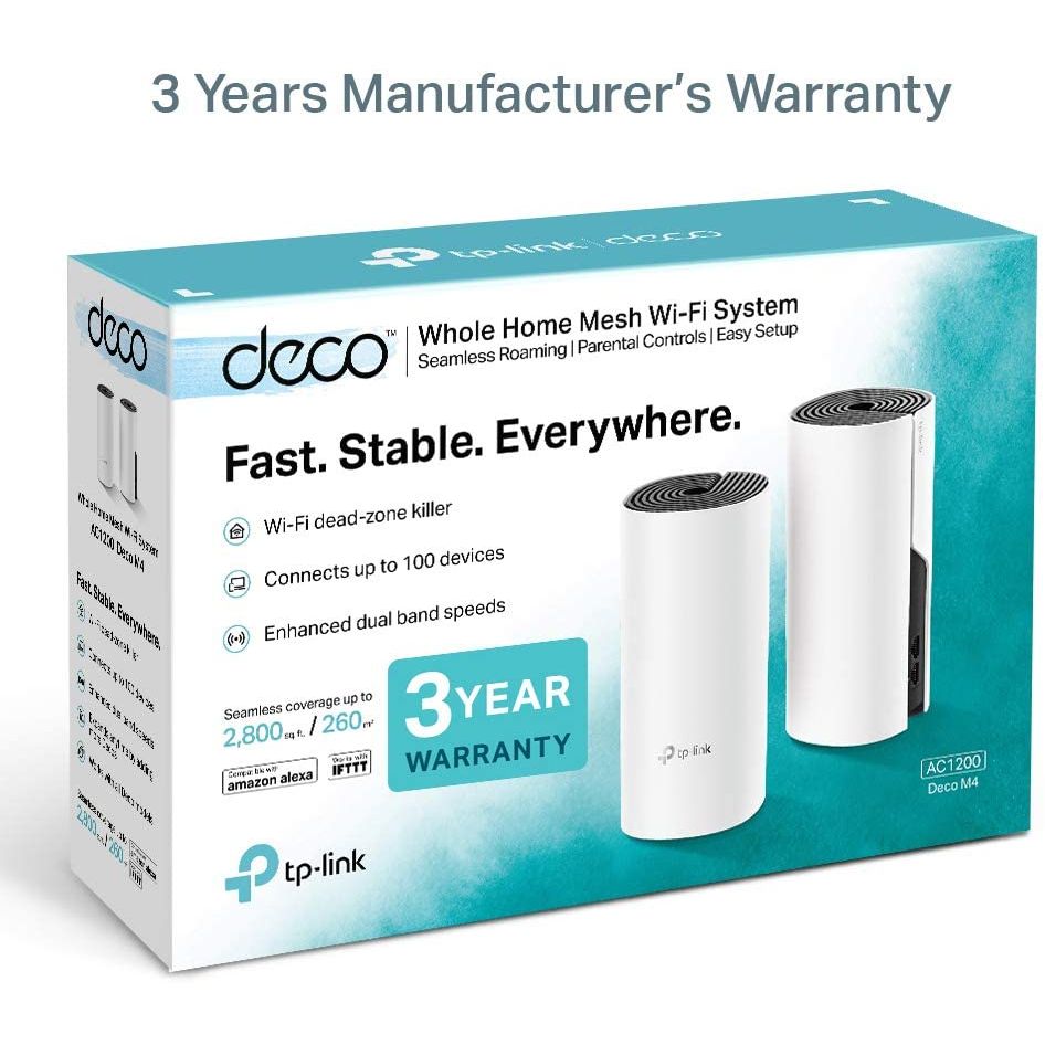 TP LINK DECO M4 V2 AC1200 WHOLE HOME MESH WI-FI SYSTEM 2-PACK