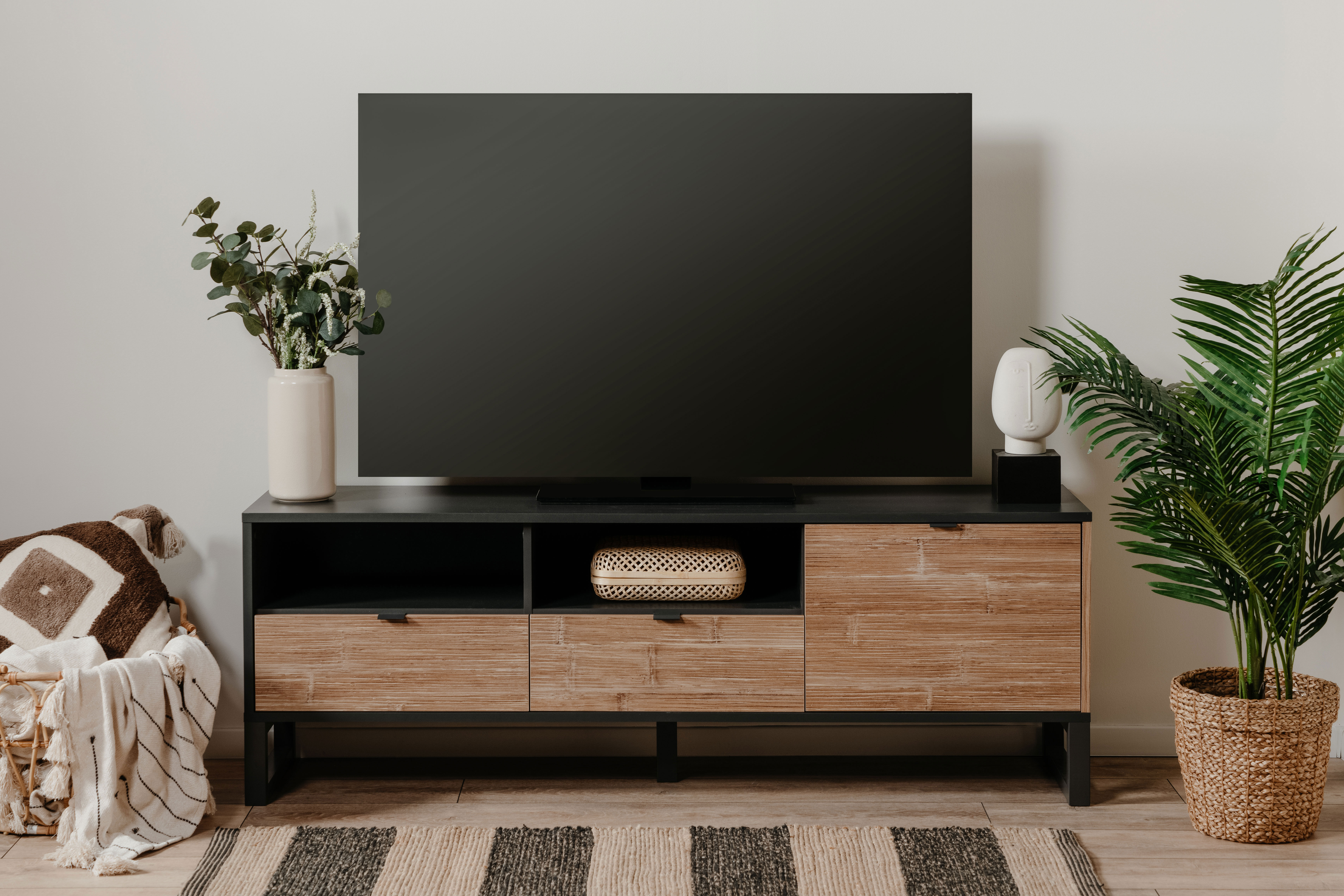 SUMATRA TV STAND 160X56X40CM ANTHRACITE/ BAMBOO