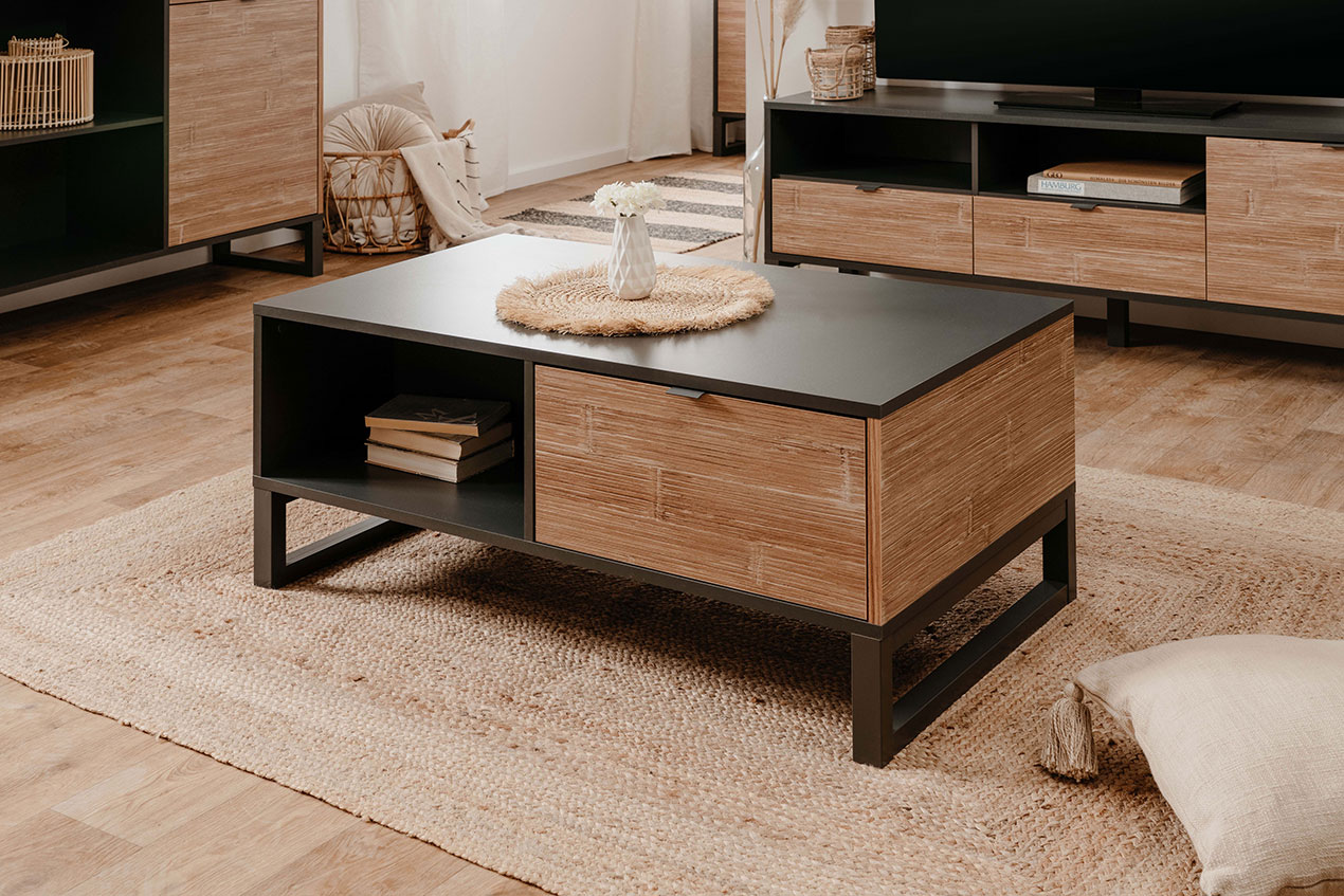 SUMATRA COFFEE TABLE 108X45X60CM ANTHRACITE/ BAMBOO