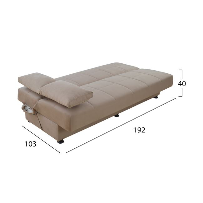 EGE HM3067.05 SOFA BED 3 SEATS VELVET BEIGE 192X74X82CM