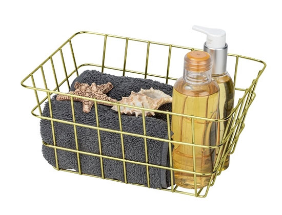 WENKO VIANA BATHROOM BASKET GOLD