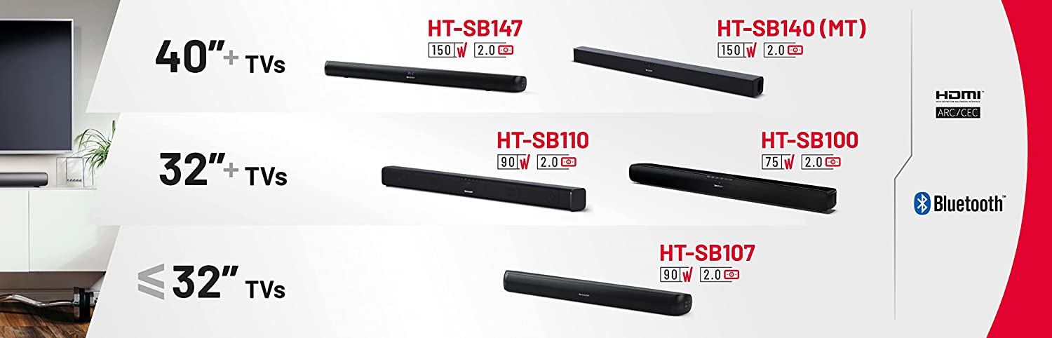 SHARP HTSB140(MT)  2.0 SLIM SOUND BAR 150W