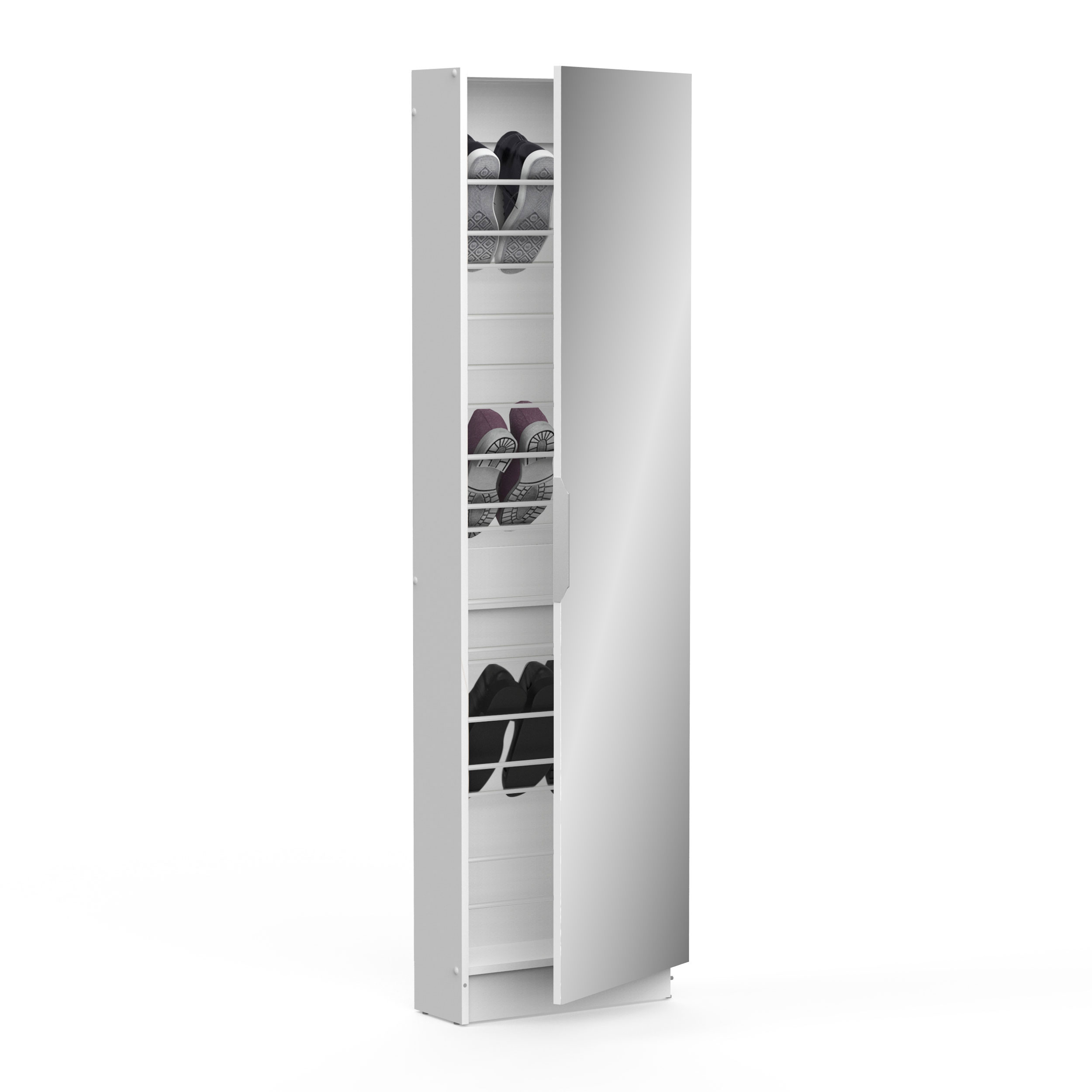 ZAPATERO SHOE CABINET WITH MIRROR WHITE