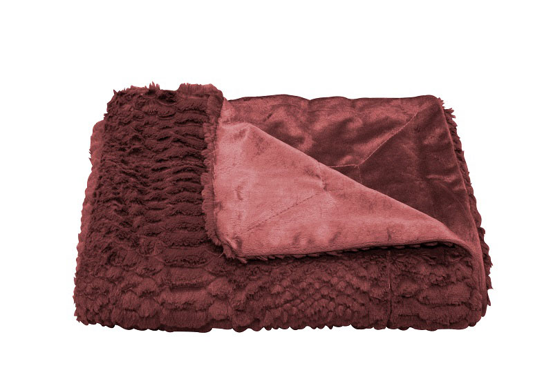 EASY HOME BLANKET FUR VELVET 200X220CM BORDEAUX