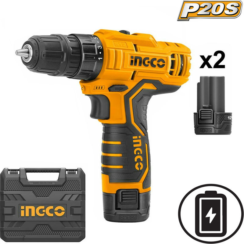 INGCO CDLI1232E CORDLESS DRILL 12V 2 BATTERIES 1.5AH