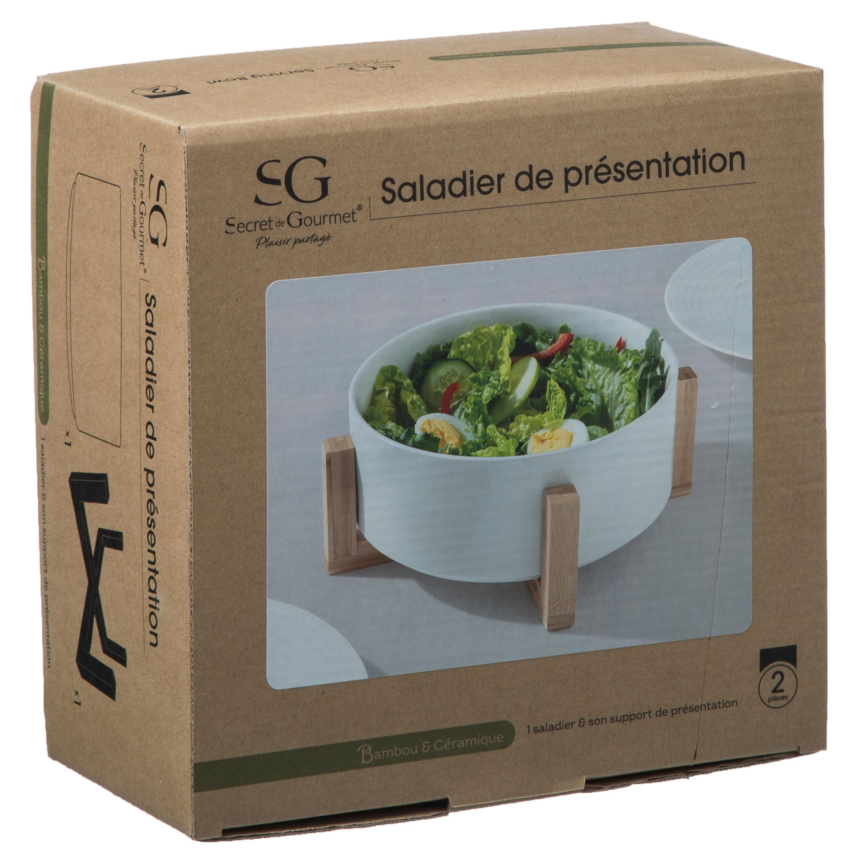 SECRET DE GOURMET WHITE BAMBOO SALAD BOWL D23CM