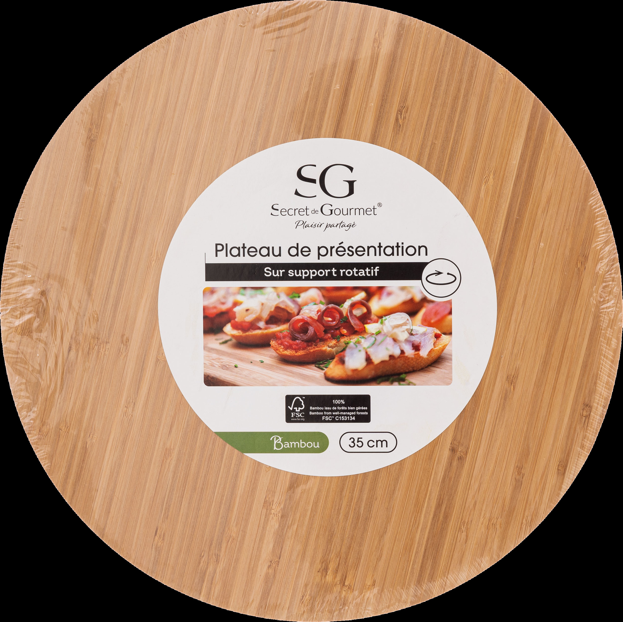 SECRET DE GOURMET BAMBOO TURNING TRAY 35X3CM